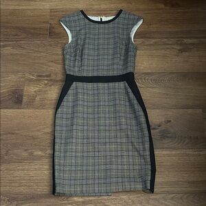 Brooks Brothers Black, Tan and Blue Plaid Sheath Dress